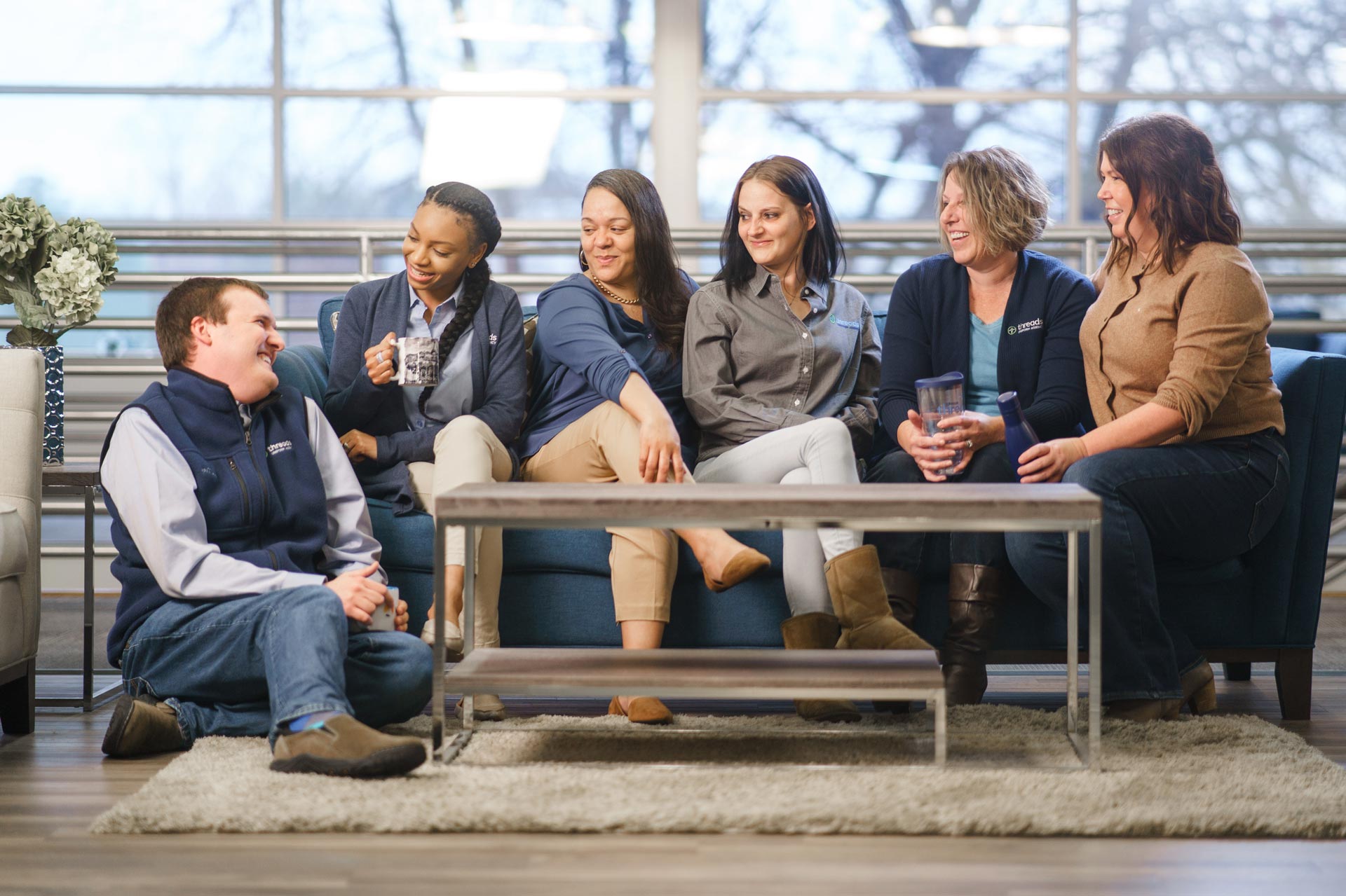 Threads Uniform Agency Employees in the lounge